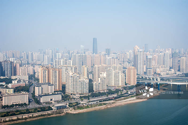 俯瞰中国重庆城市建筑群风光图片素材