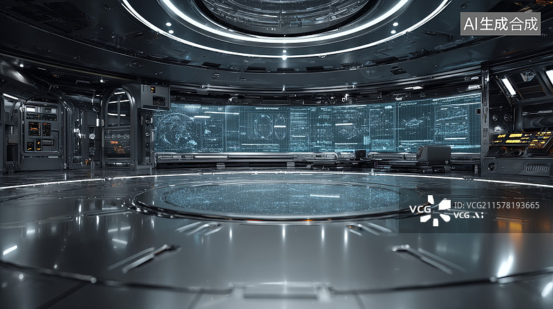【AI数字艺术】未来宇宙飞船控制室图片素材