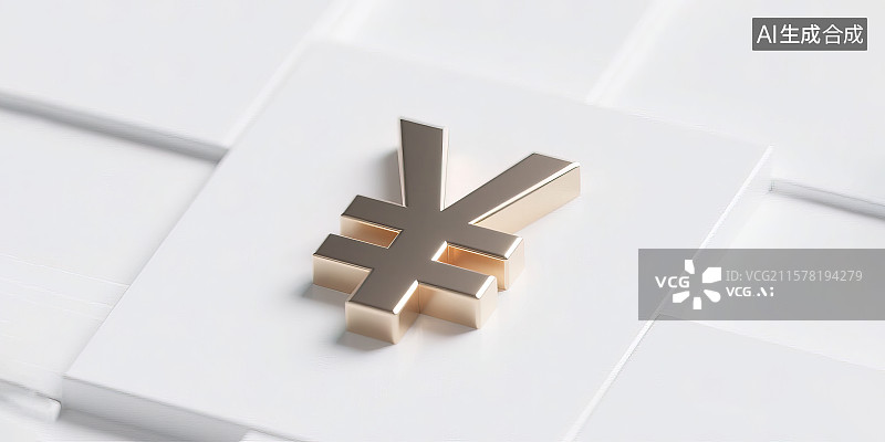 【AI数字艺术】金色人民币符号 3D金融理财投资保险存钱诚信交易购物消费银行股市贸易市场主题三维立体渲染图标概念图片素材