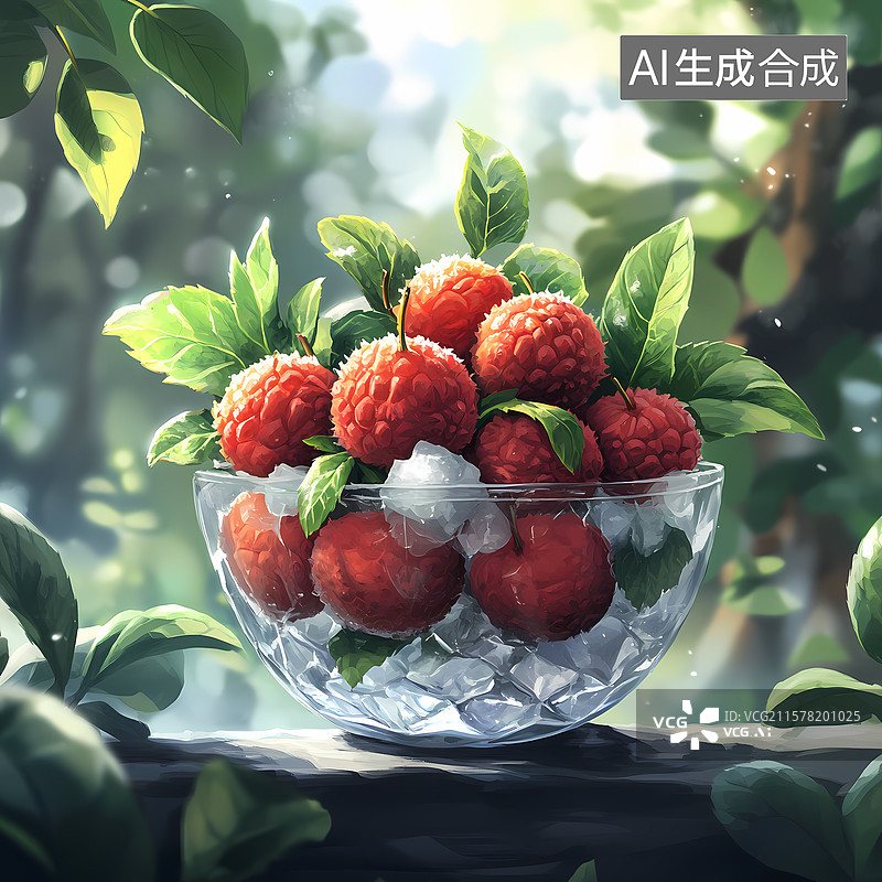 【AI数字艺术】夏季水果捞插图背景图片素材