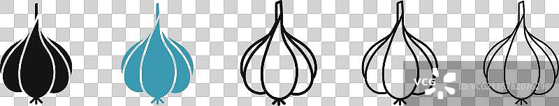 黑色和蓝色的大蒜图标集图片素材