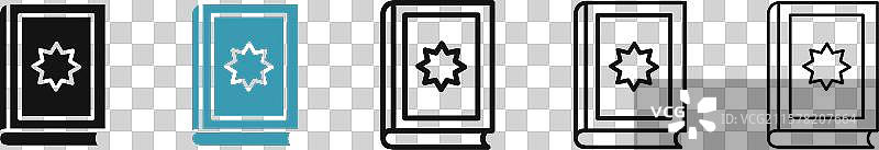 黑色和蓝色的古兰经书籍图标集图片素材