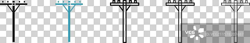 黑色和蓝色的电线杆图标集图片素材