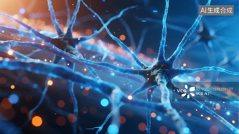 【AI数字艺术】神经细胞网络 人工智能 网络互联网 神经系统 生命科学 科学插图背景图片素材