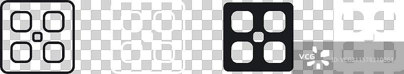 黑色应用程序线条和实心图标集图片素材