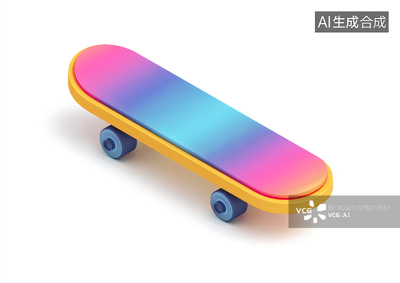 【AI数字艺术】一个彩色卡通滑板图片素材