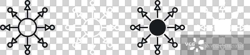 黑色的集中线条和实心图标集图片素材