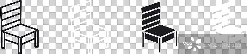 黑色椅垫和实心图标集图片素材