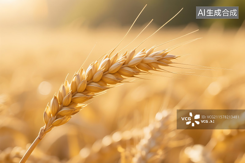 【AI数字艺术】成熟的小麦麦穗 农业科技 收割 丰收 金色 粮食 广告素材壁纸背景图片素材