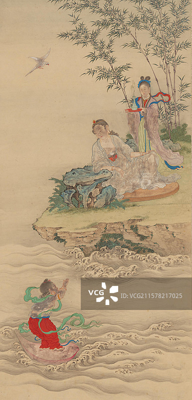 清代宗教绘画，丁观鹏，大士像图片素材