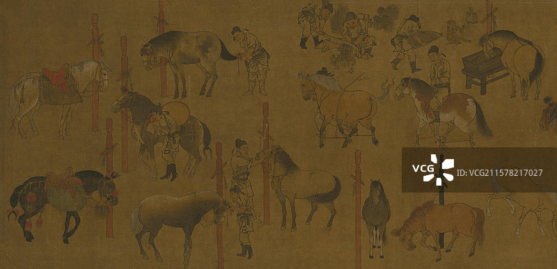 唐代，绘画艺术品，百马图图片素材