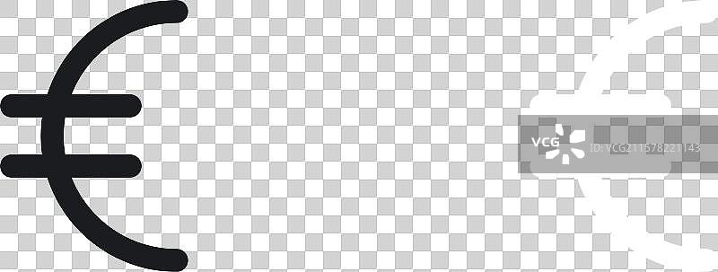 黑色的欧元线条和实心图标集图片素材