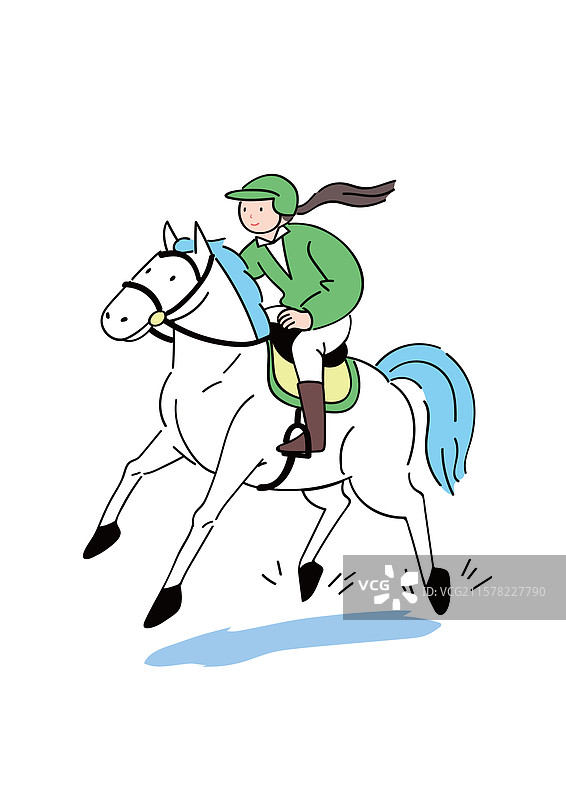 骑手策马奔腾卡通插画图片素材
