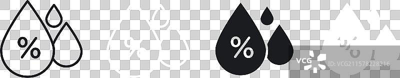 黑色湿度线性和实心图标集图片素材