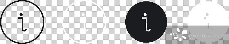 黑色信息线条和实心图标集图片素材