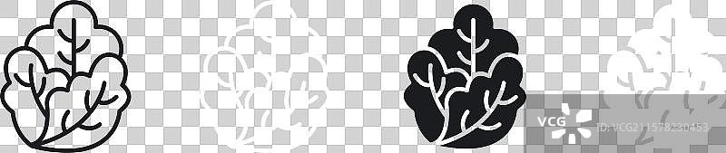 黑色生菜衬里和实心图标集图片素材