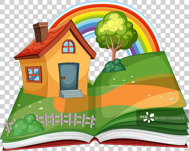 一本打开的书上的房子图片素材