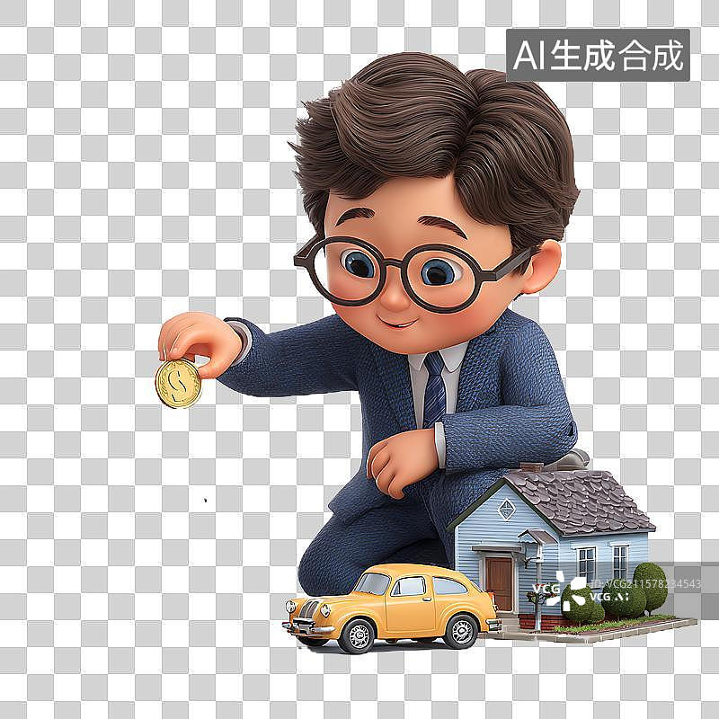 【AI数字艺术】3D人物理财储蓄图片素材