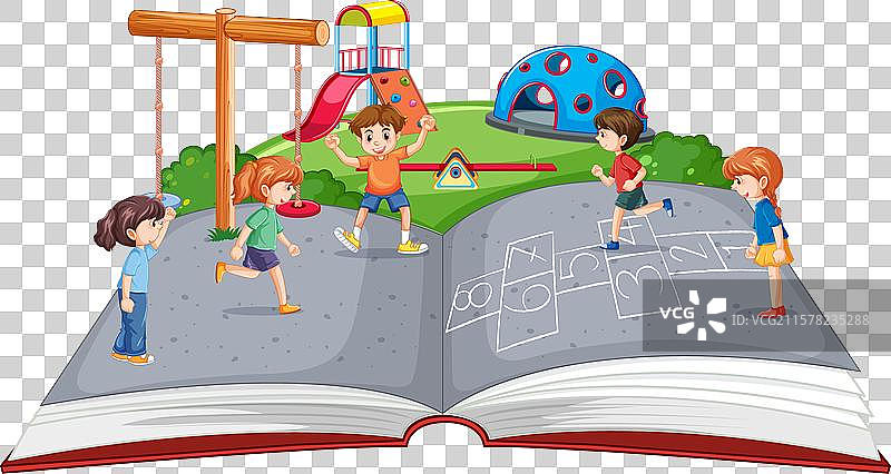 孩子们在户外享受游乐场活动图片素材