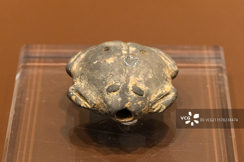 河南安阳殷墟博物馆蛙形陶埙晚商1992年安阳花园庄东地M81出土中国社会科学院考古研究所藏品图片素材