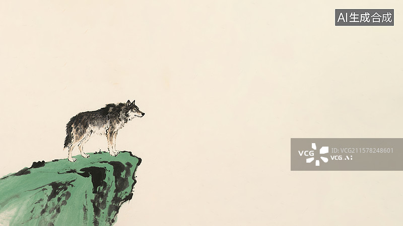 【AI数字艺术】水墨画左下图片素材