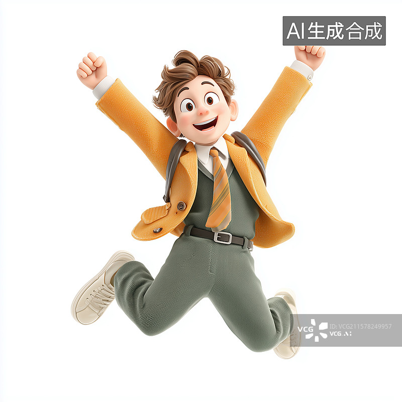 【AI数字艺术】男生学生卡通插画图片素材