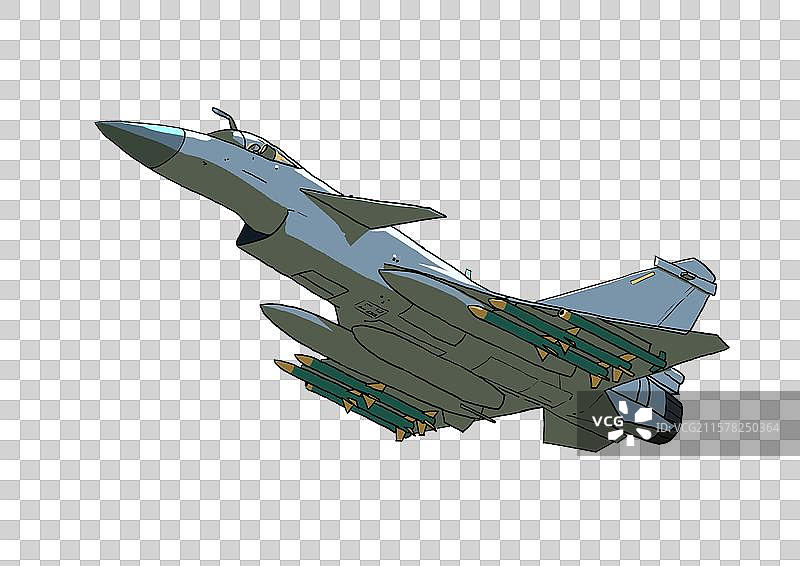 中国国防现代化军事高科技先进发动机歼10战斗机巡航天空科幻幻想插画免抠元素图片素材