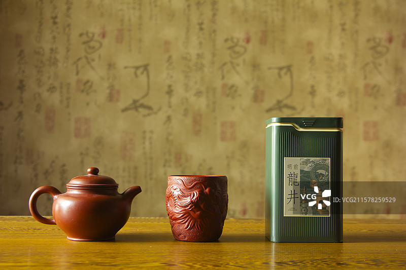 中国紫砂壶和茶叶罐静物摄影图片素材