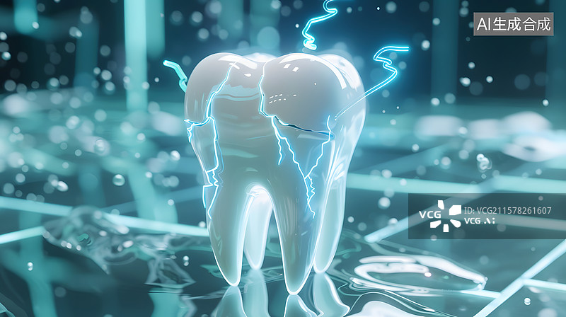 【AI数字艺术】破裂的牙齿3D渲染图图片素材