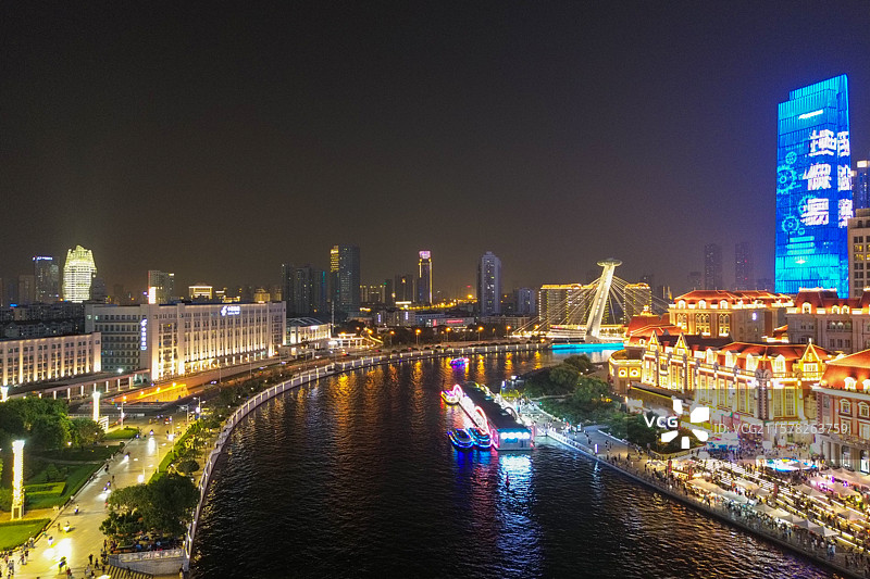 津湾广场夜景航拍图片素材
