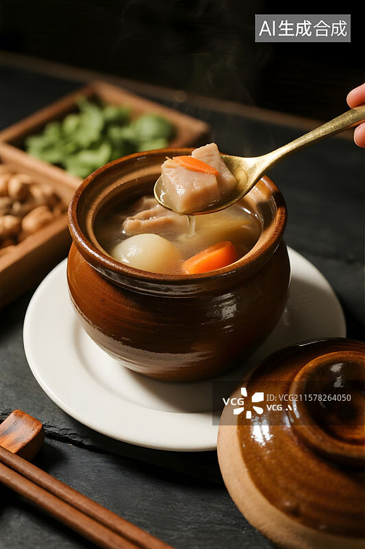 【AI数字艺术】暖心暖胃砂锅面瓦罐汤图片素材