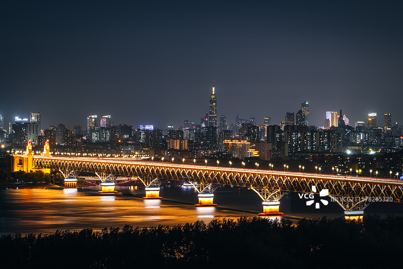 南京长江大桥天际线图片素材