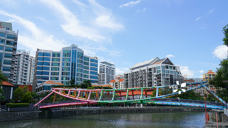 新加坡河埃尔金桥景观图片素材