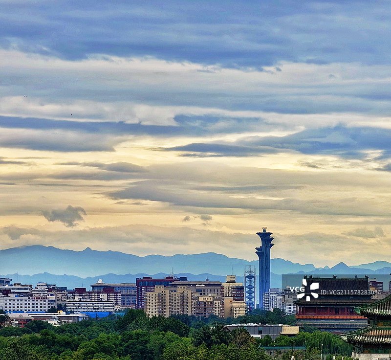 景山公园远眺北京风光图片素材
