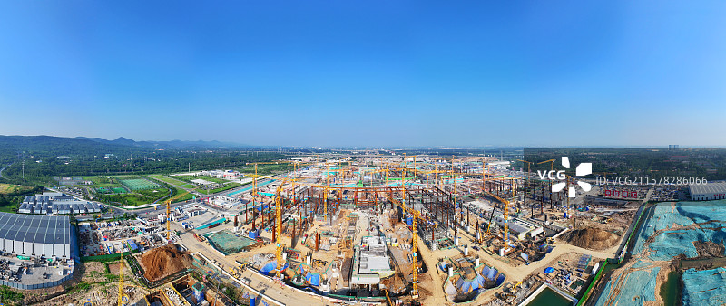 航拍中国江苏南京建设中的南京北站图片素材