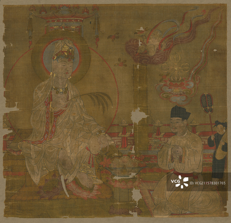 古代绘画艺术，敦煌绢画，白衣观音像图片素材