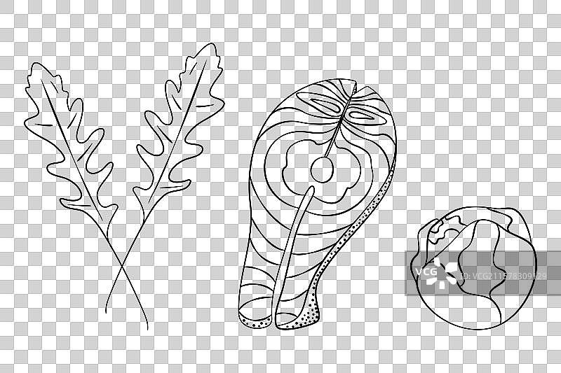 芝麻菜叶 三文鱼排 球芽甘蓝图片素材