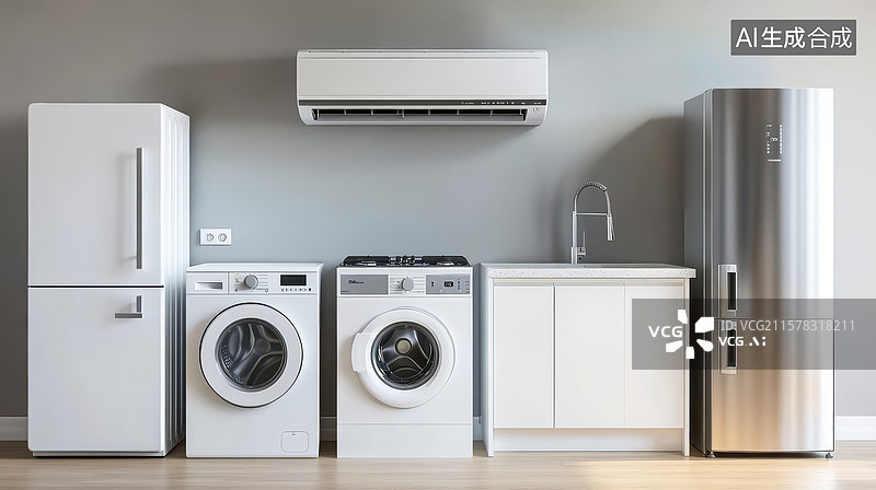 【AI数字艺术】现代家电布局展示图片素材
