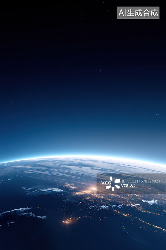 【AI数字艺术】星空背景下的蓝色地球图片素材