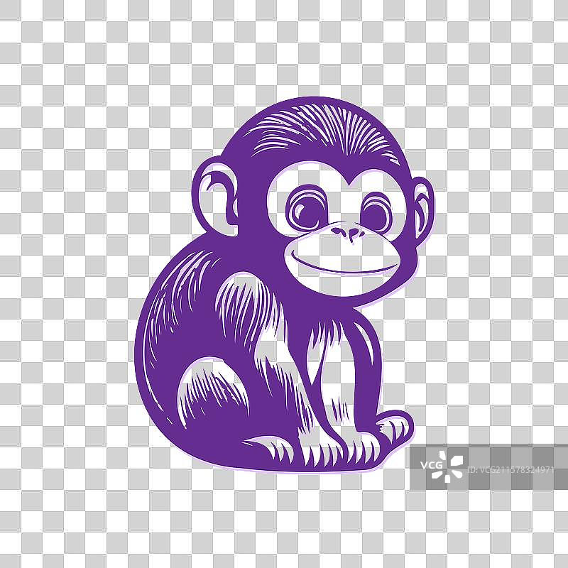 可爱的灵长类动物在白色背景上图片素材