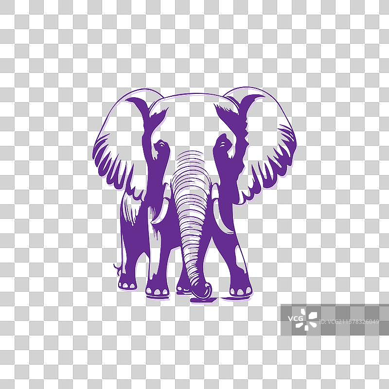 紫色和白色的大象图形轮廓图片素材