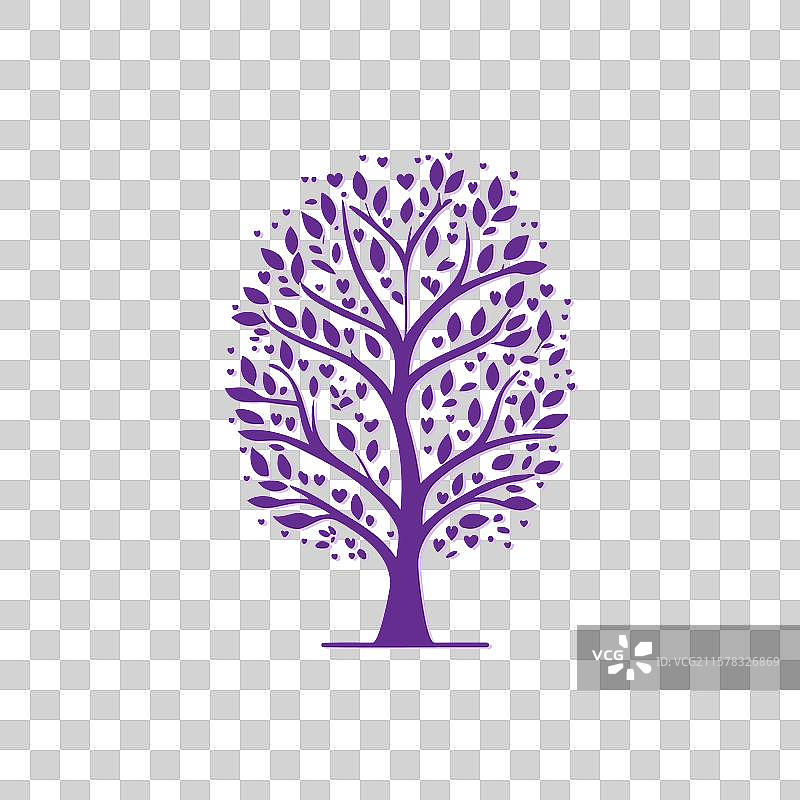 优雅的爱情树象征，心形叶子图片素材