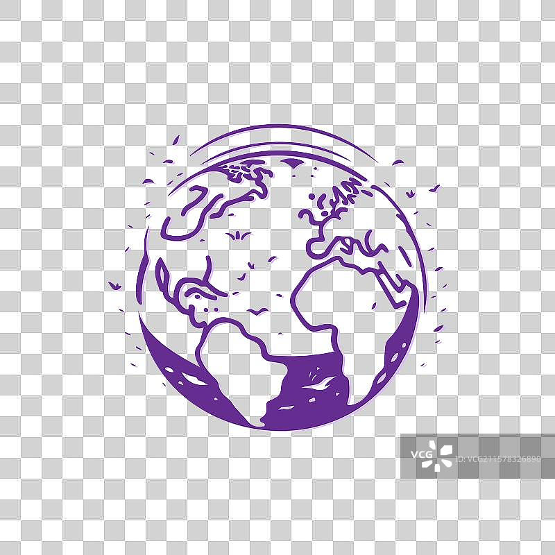 紫色地球仪与轨道图形图片素材