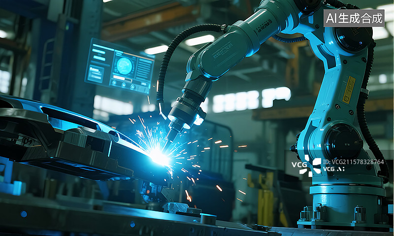 【AI数字艺术】人工智能机器人焊接汽车图片素材