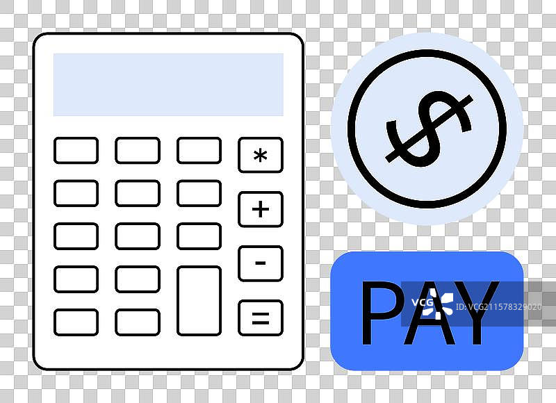 带有美元符号和支付按钮的数字计算器图片素材