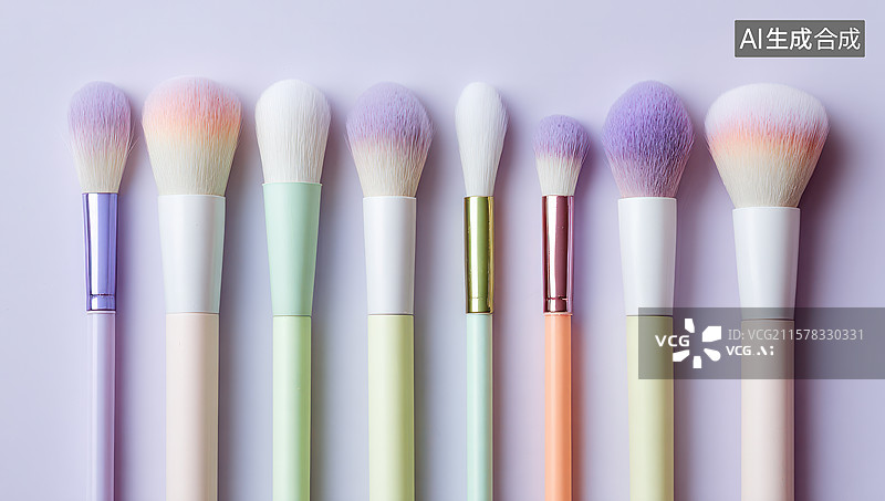【AI数字艺术】柔和彩妆刷套装图片素材