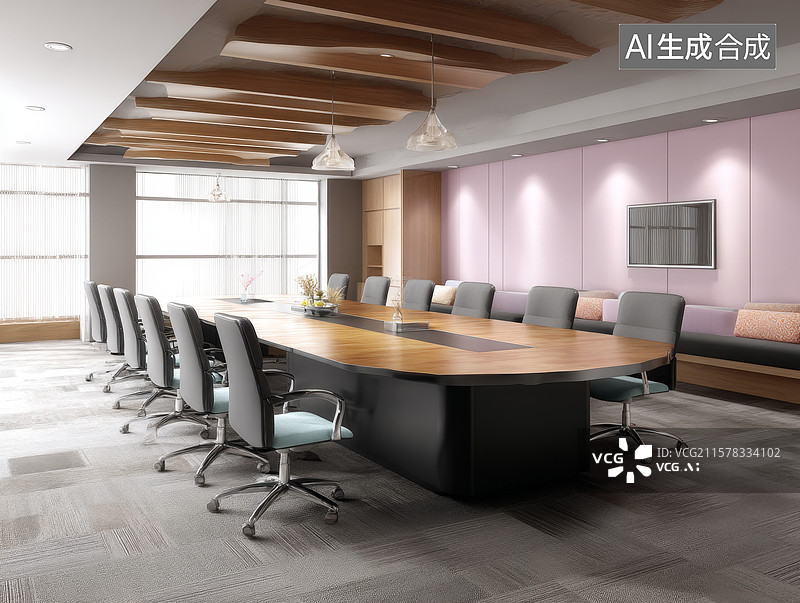 【AI数字艺术】现代会议室布置图片素材