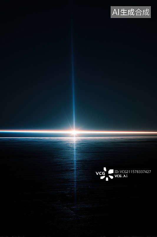 【AI数字艺术】地平线上的日出光芒图片素材