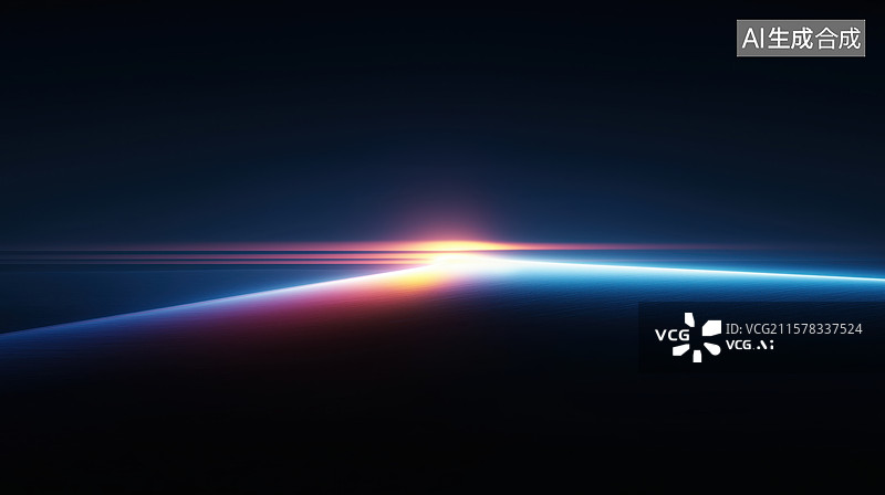 【AI数字艺术】地平线上的日出光芒图片素材