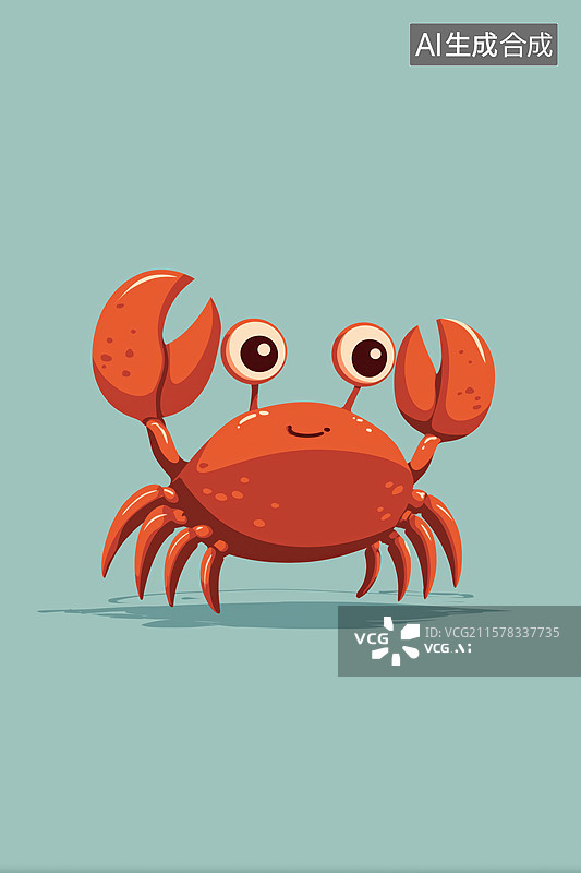 【AI数字艺术】可爱卡通螃蟹形象图片素材